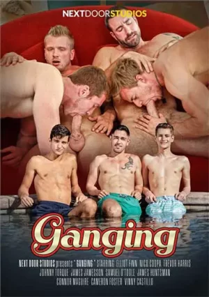 Ganging (Next Door). Gay threesome in bedroom. Muscular guys arrange a homemade fuck. Homemade gay swinger bareback fucks party. Gay gangbang muscle men.