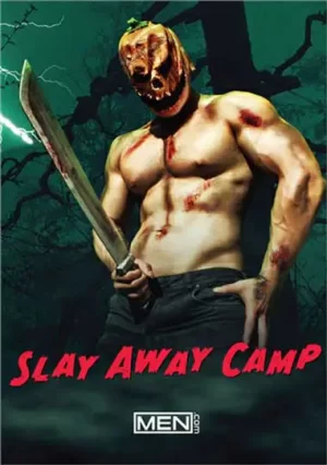 Slay Away Camp. Gay porn parody from MEN.com, blending horror vibes with intense gay sex. Bareback fuck, threesomes and group sex in great outdoors.