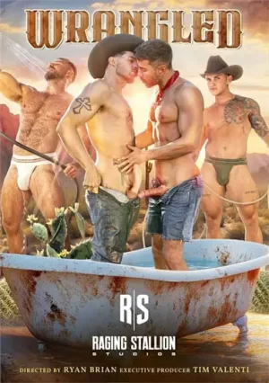 Wrangled Gay Porn: Full-length film from Raging Stallion. Watch rugged cowboys in denim & boots engage in outdoor bareback anal and oral fuck action.